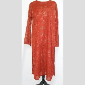 Ashro Red & Gold Kaftan Caftan Gown Robe Dress NEW